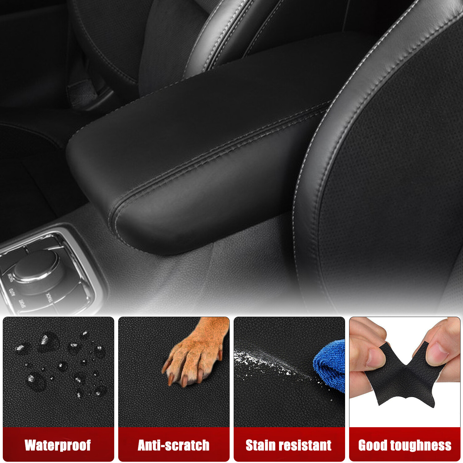 Fits 2011-2020 Dodge Durango Leather Center Console Lid Armrest Cover Black