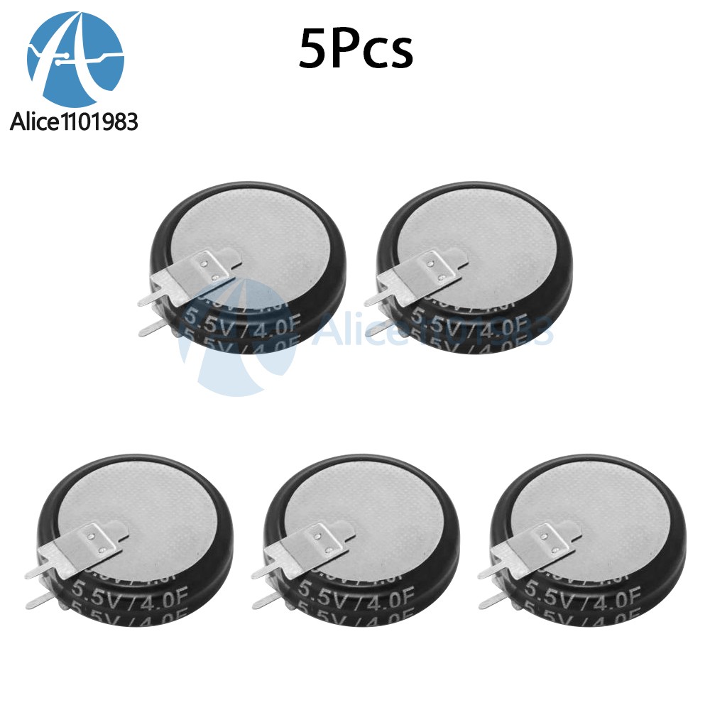 5PCS 5.5V-4F Super Farad Capacitor Cylindrical V Type Button Shape Capacitance