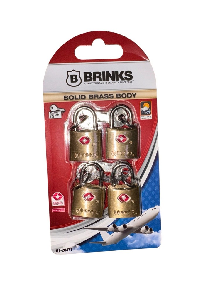 Brinks 161-20471 TSA Approved 22mm Lock Solid Brass, 4-Pack