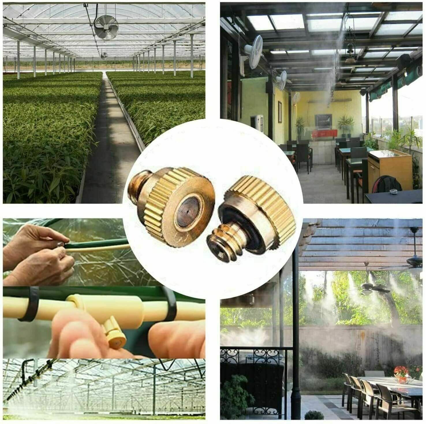 20x Brass Misting Nozzles Mister Sprinkler Outdoor Cooling System Garden Sprayer