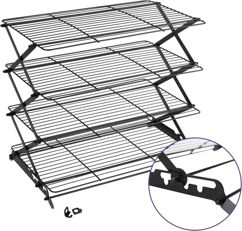 2/3/4-Tier Upgraded Collapsible Cooling Rack with Adjustable 3 Setting Design...