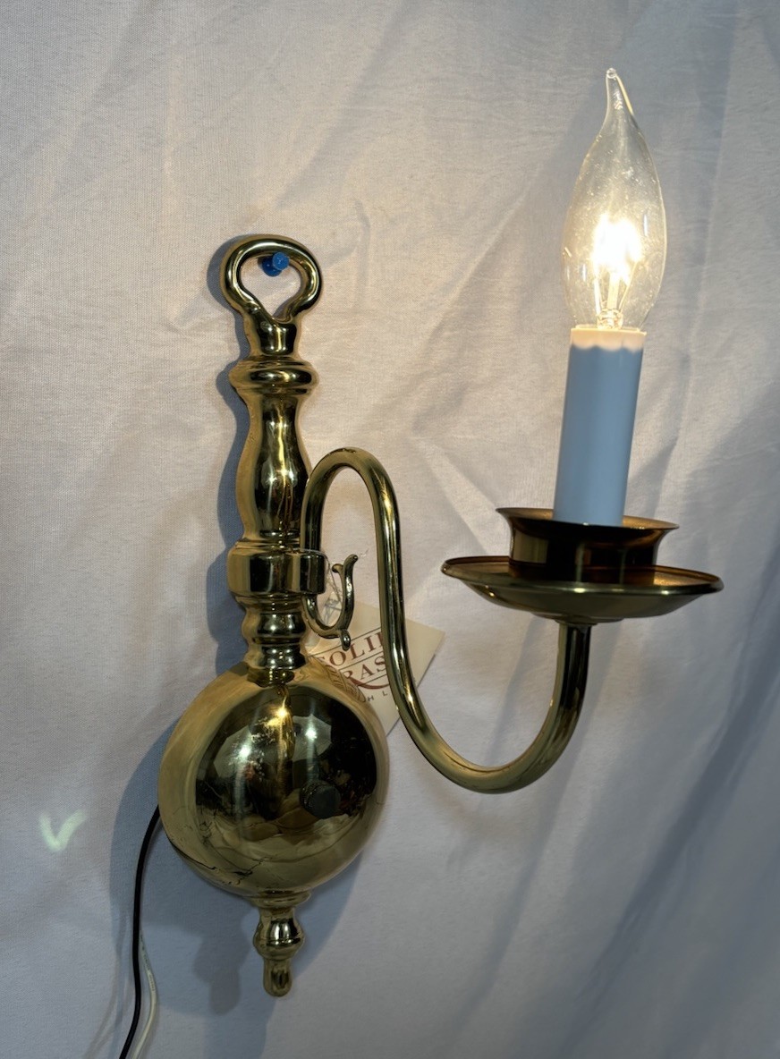 Vintage NOS Kichler Colonial Style Brass Wall Sconce Light Fixture 13.25"H