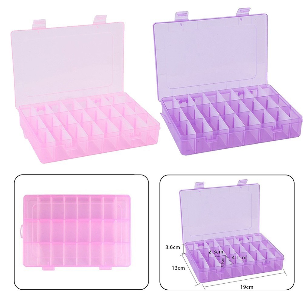 24 Grids Compartment Plastic Storage-Box Screw Holder Case Organizer Container