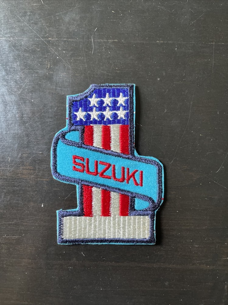 Original 1970s Suzuki 1 Motorcycle Stars & Stripes 4” Embroidered Patch