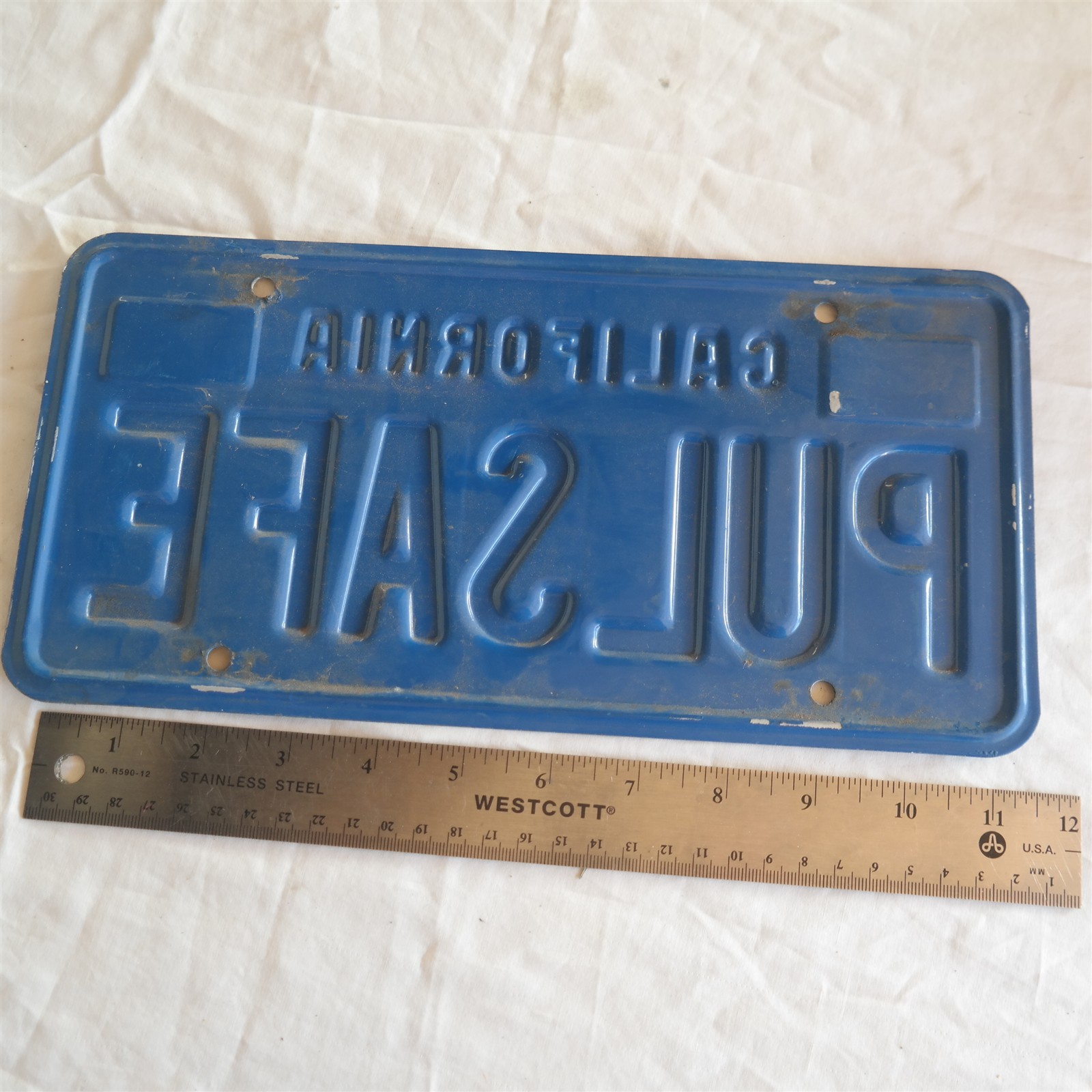 Vtg 1987 Blue Vanity PULSAFE California License plate