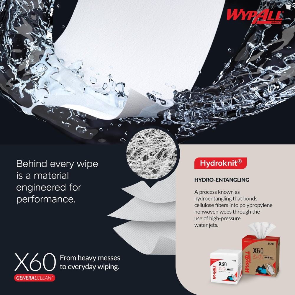 WypAll GeneralClean X60 Cloths Multi-Task Cleaning Wipes 10 Boxes, White