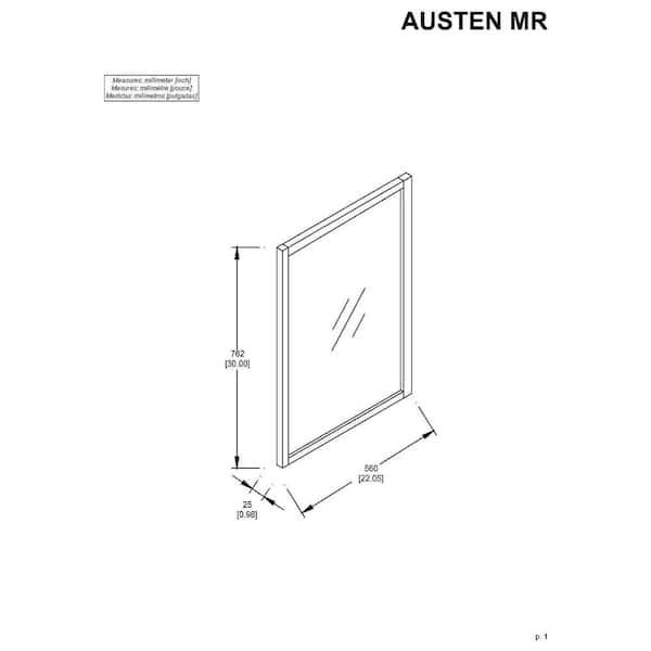 Austen 22" W x 30" H Rectangular Framed Wall Mount Bathroom Vanity Mirror White