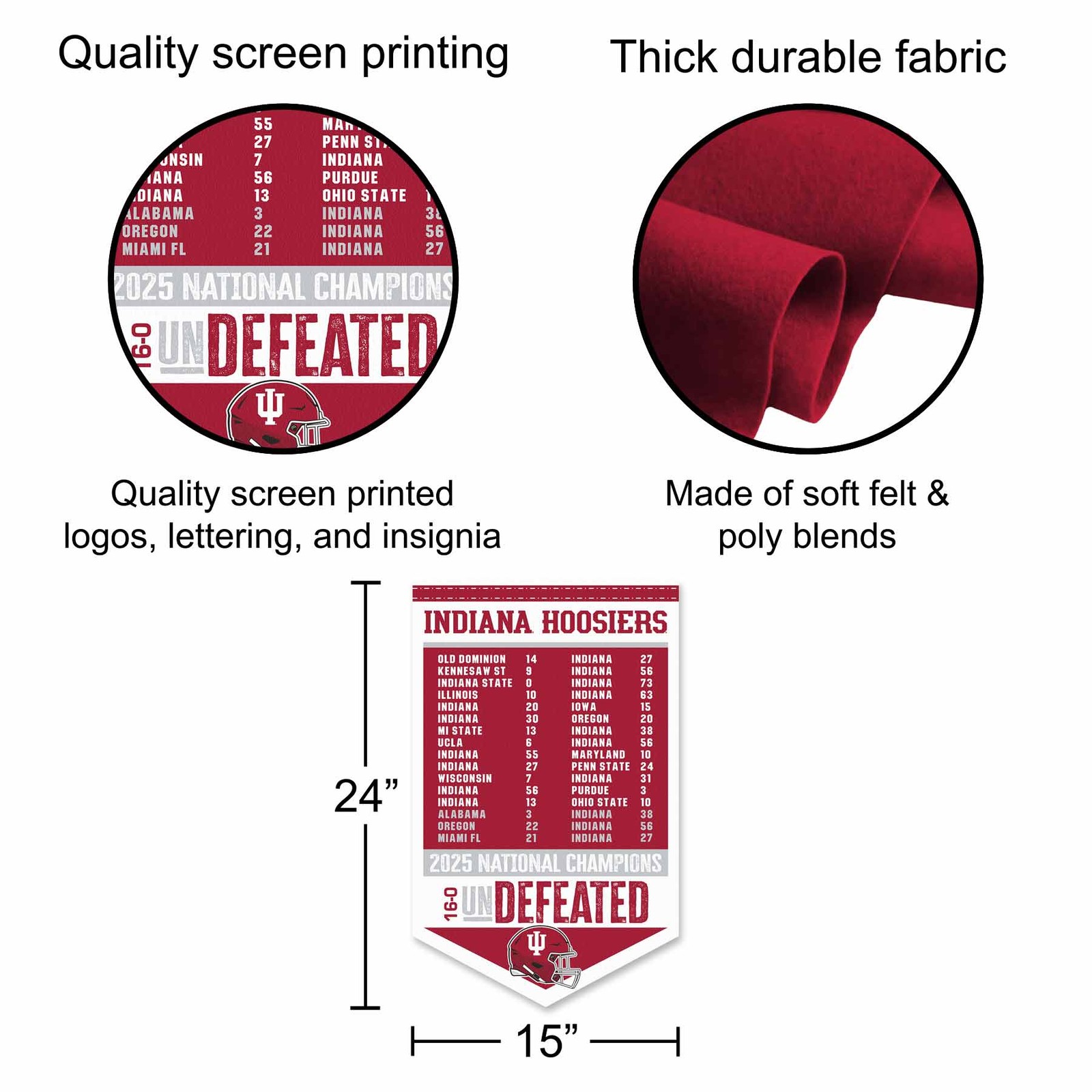 Indiana Hoosiers 2025 Undefeated Season and National Champions Banner Flag