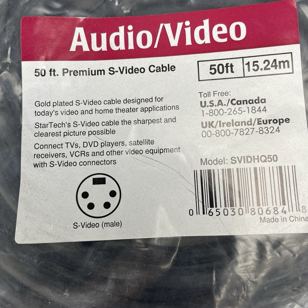 StarTech 50ft Premium Gold Plated S-Video Cable