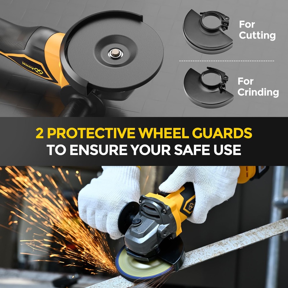 Brushless Cordless Angle Grinder, 21V Angle Grinder Toolbox Kit, with 2x4.0Ah...