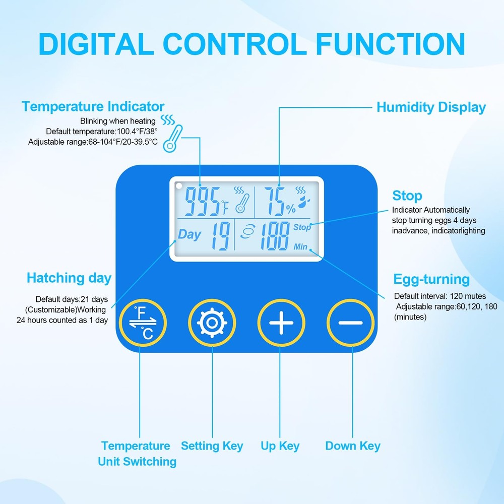 18 Egg Incubators for Hatching Eggs with Temperature Control, Egg Incubator w...