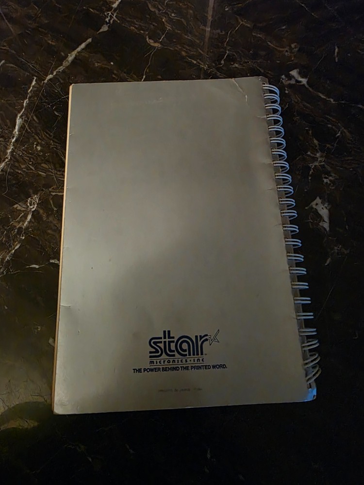 Vintage Star Micronics SG-10/15 Dot Matrix Printer Users Manual Book 1984