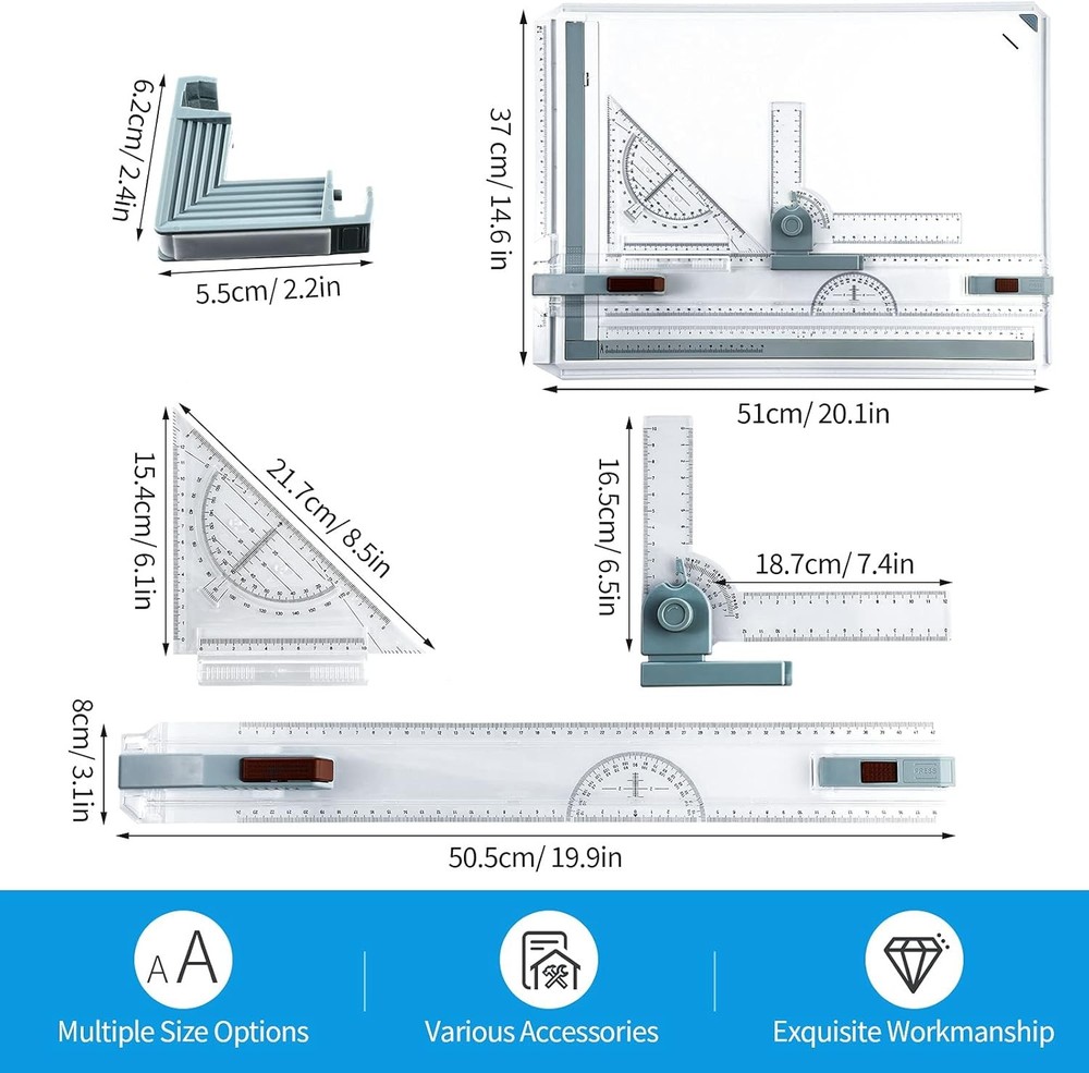 A3 Portable Drawing Board Multi-Function Metric Drafting Table Drafting Board W/