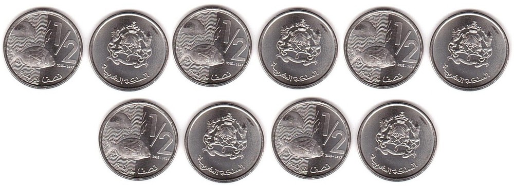 Morocco - 5 pcs х 1/2 Dirham 2016 UNC Lemberg-Zp