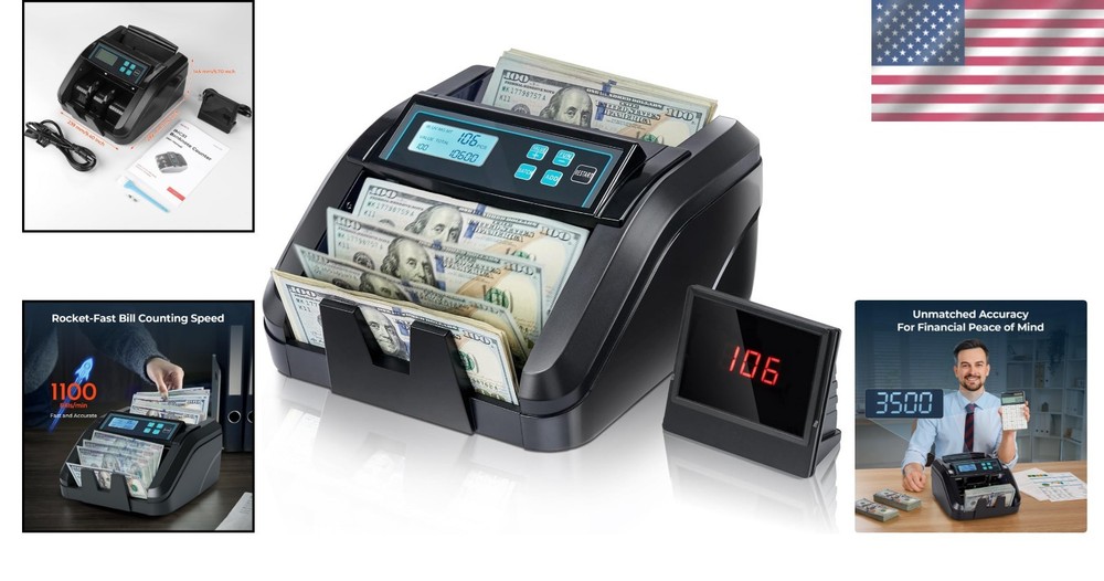 Compact Bill Counter Machine with Accurate Detection - Perfect for USD Bills
