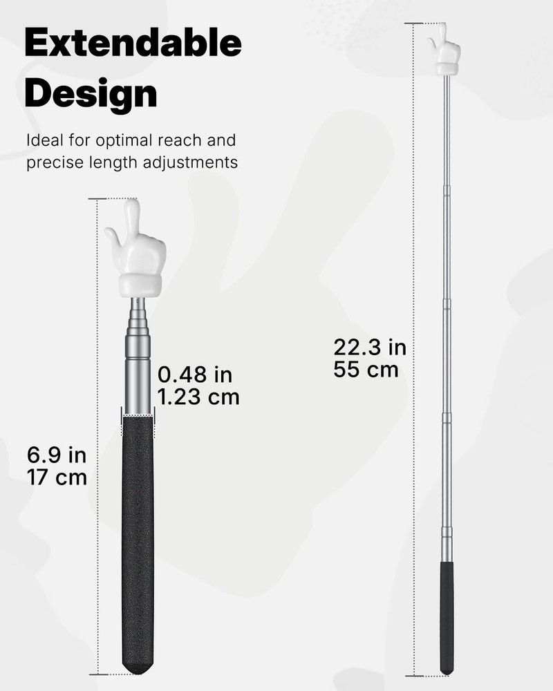 Uniclife 2 Pcs Telescopic Teachers Pointer Mini Retractable 2 Pcs, Black