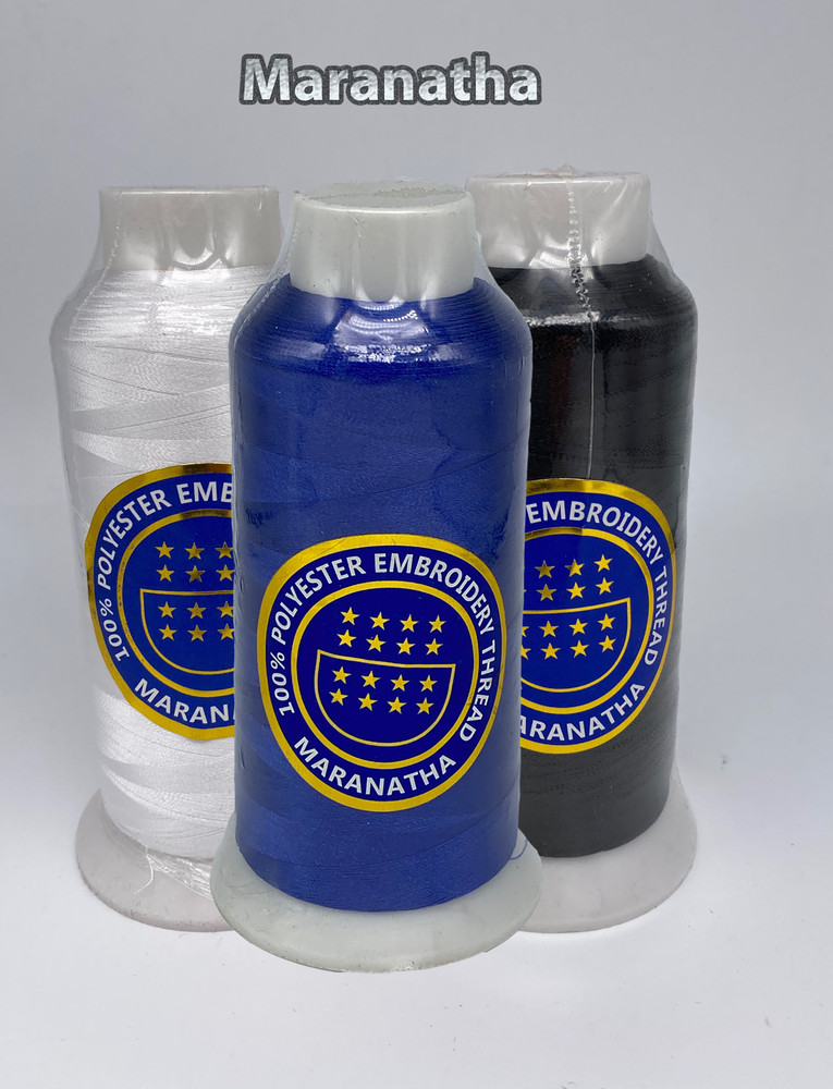 3 cones, spool  Embroidery machine polyester thread 5000 yds   blue , white ,blk