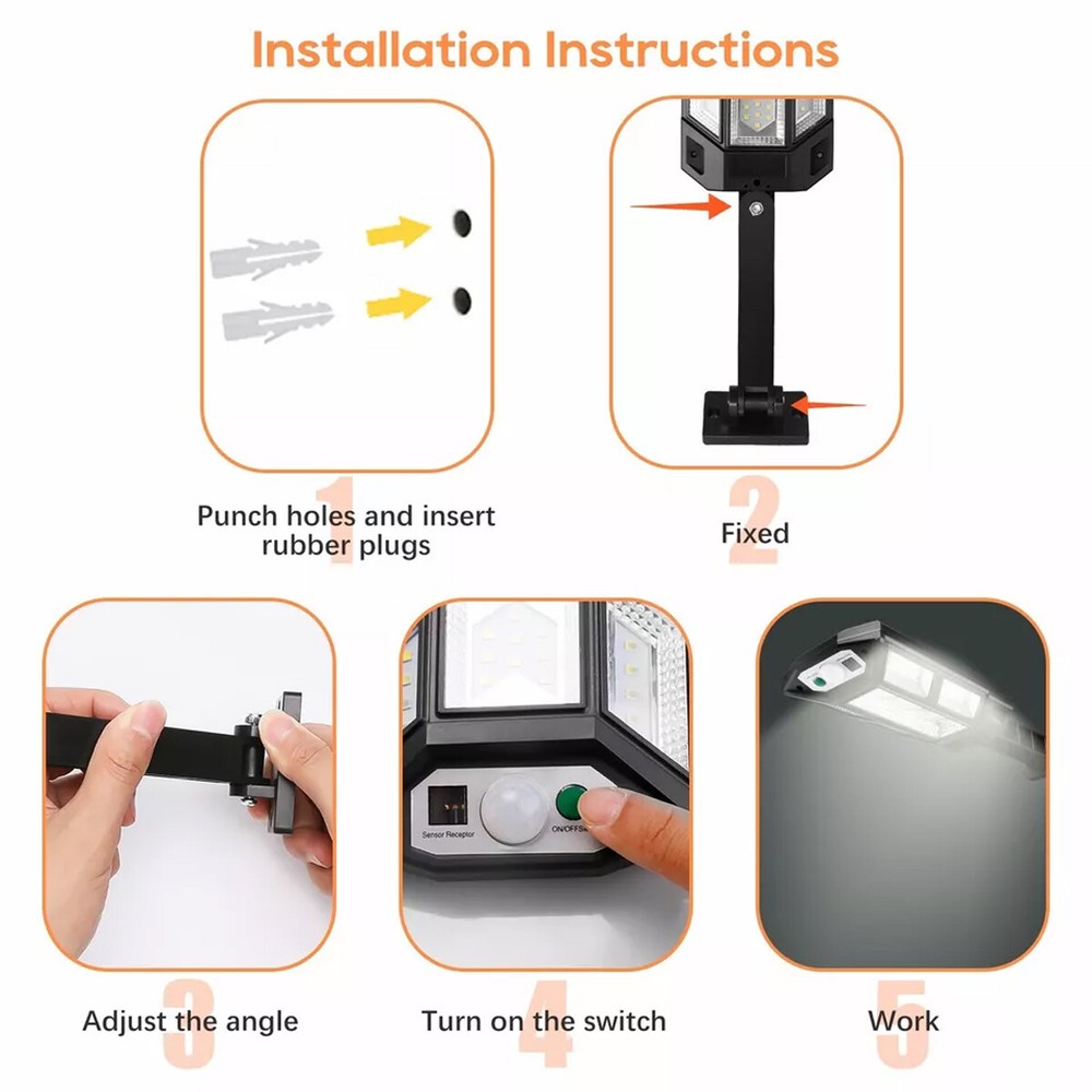 LED Solar Powered Night Safety Street Light With Motion Sensor & Remote Control