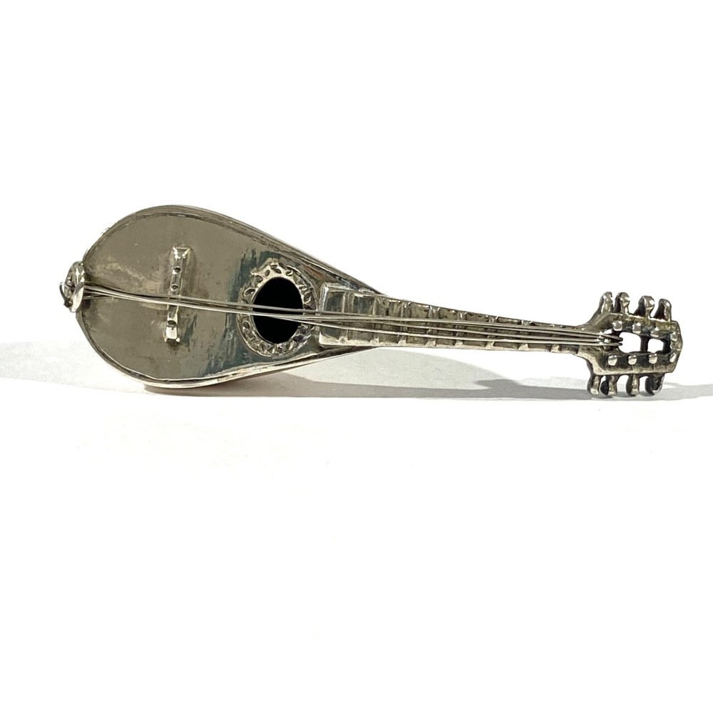 vintage solid silver mandolin miniature , hallmarked italian figurine