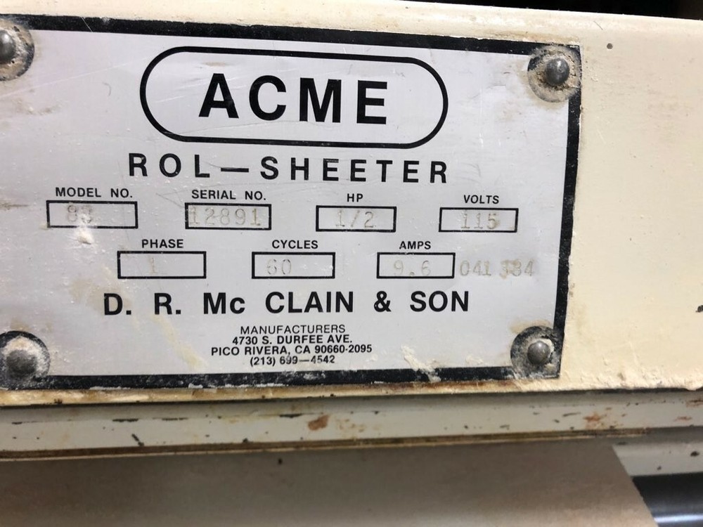 Bakery Acme Rol-Sheeter
