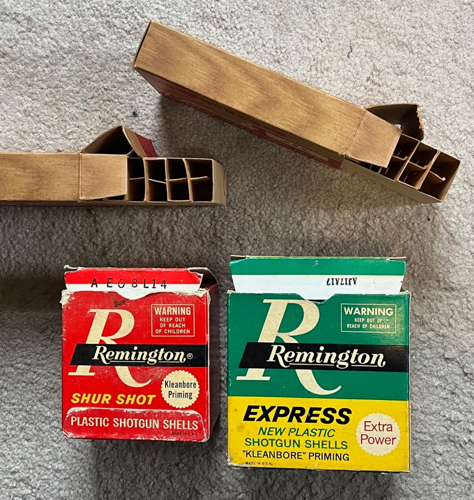 4 Vintage Empty Ammo Boxes 2 Remington (12 & 20) Shell boxes, 2 Norma 244 boxes