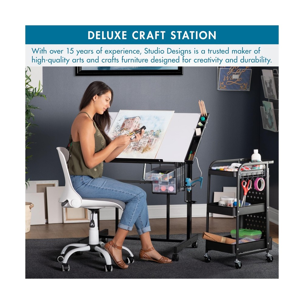 Studio Designs Deluxe Craft Station, Top Adjustable Drafting Table Craft Tabl...