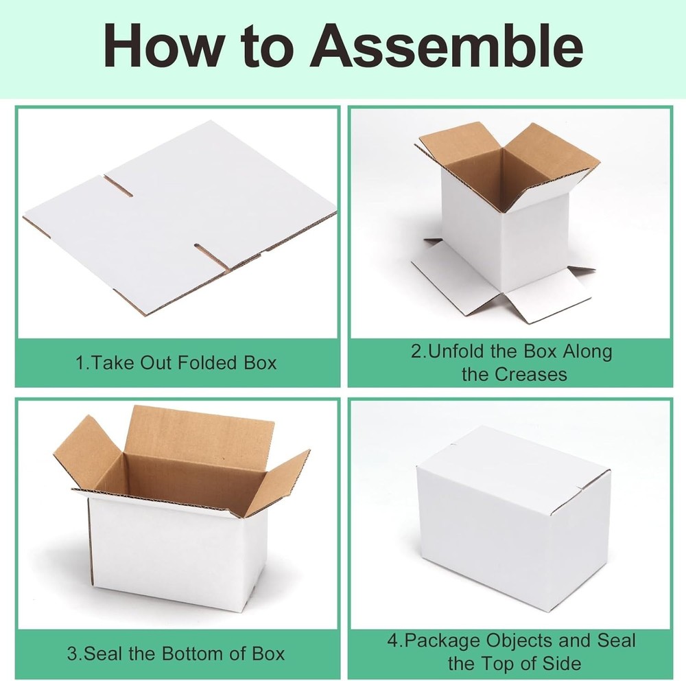 Clearance! 50 Pack 6x4x4 White Cardboard Boxes - Sustainable Packaging Solution