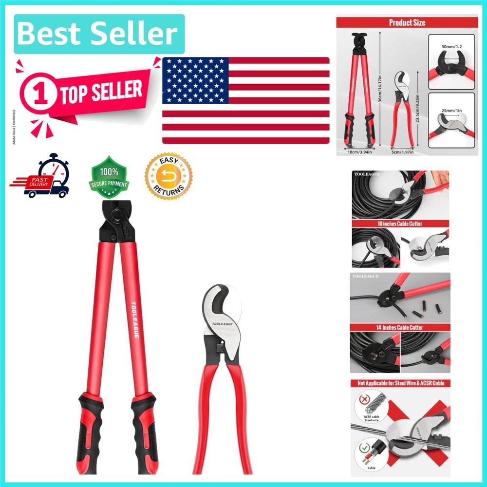 Durable Dual Cable Cutter Set, 10” & 14” Sizes, High Performance for Pros