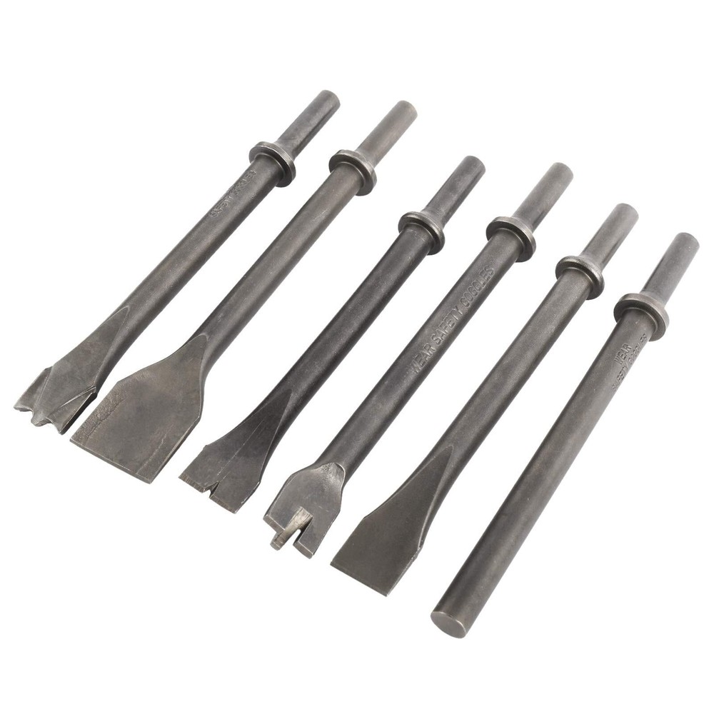 9Pcs Pneumatic Air Hammer Punch Chipping Bits Tool Chisel 0.39In Shank Tool Set