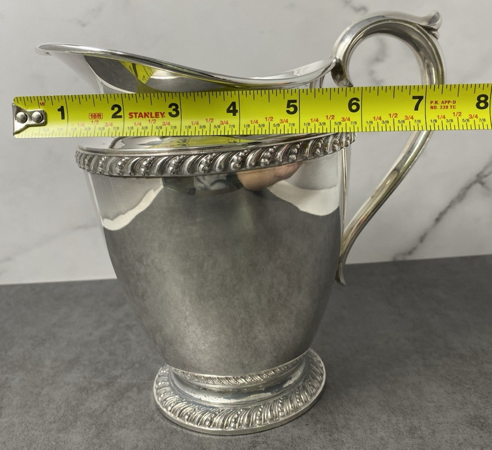 Wm Rogers Vintage Avon #3617 Silverplate Water Pitcher with rope trim