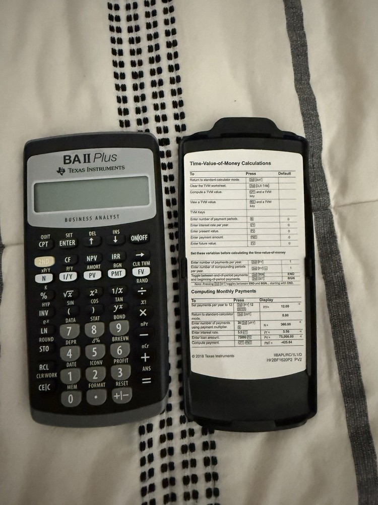 Texas Instruments BA II Plus Financial Calculator LCD Display Handheld Battery