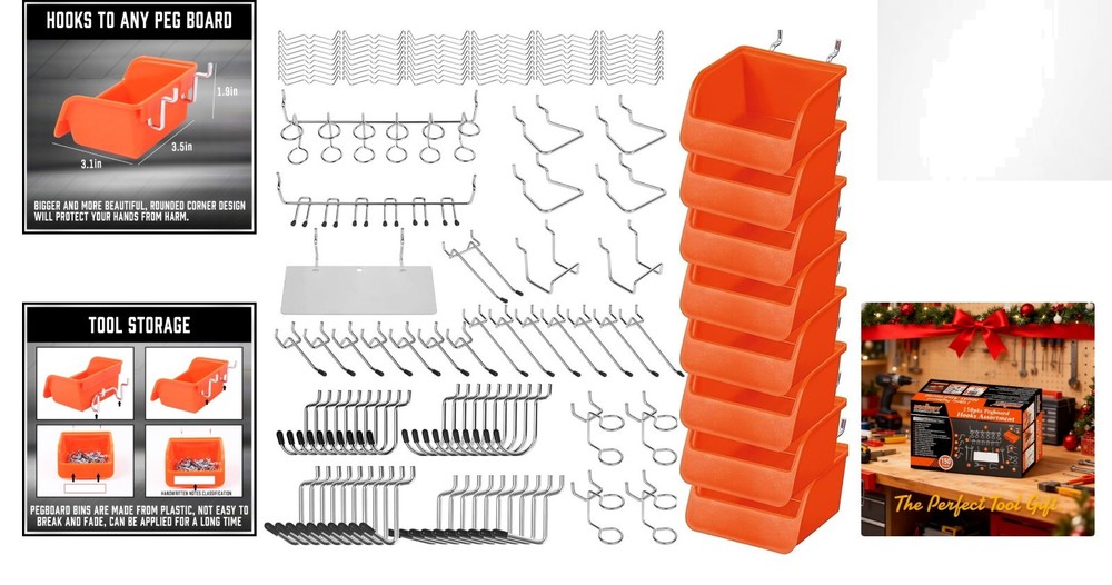 Ultimate 150 PCS Pegboard Hook Assortment Kit – Rust-Resistant Tool Organizer