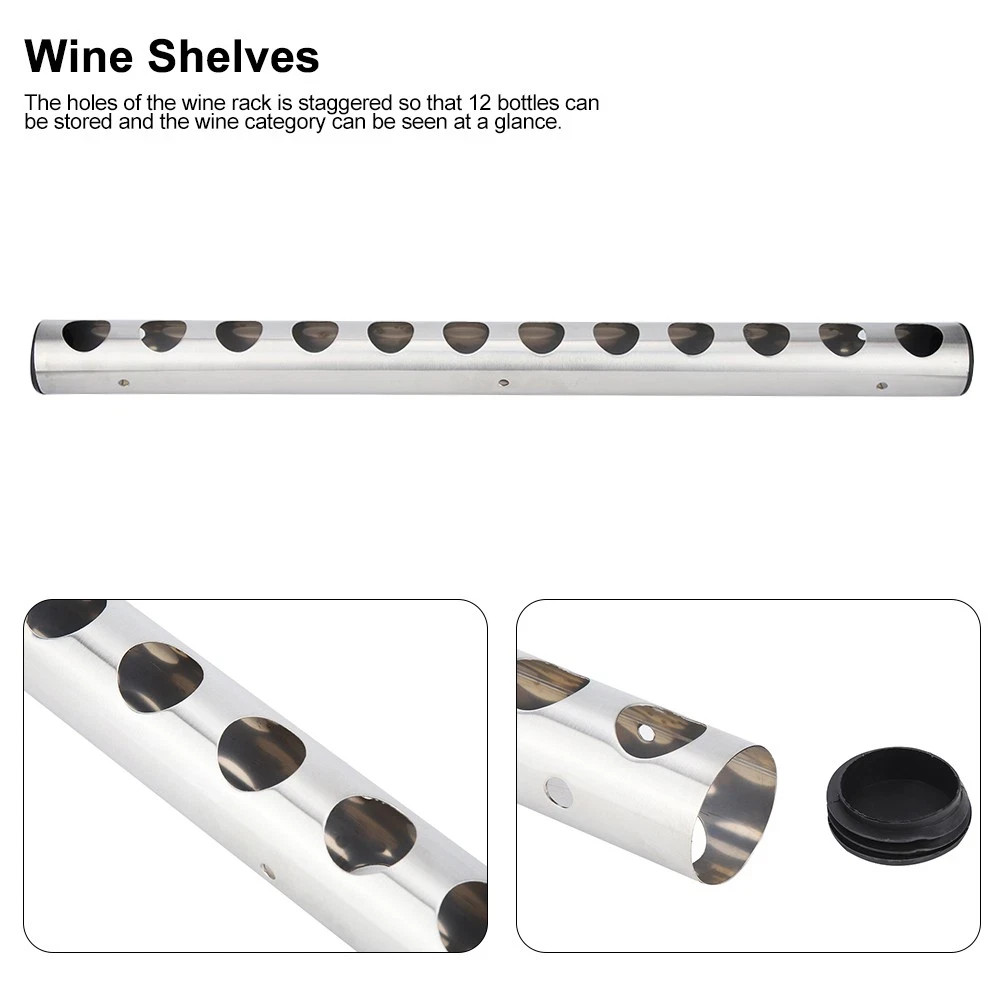 Stainless Steel Wine Rack Bar Wall Mounted Kitchen Holder 12 Bottles
