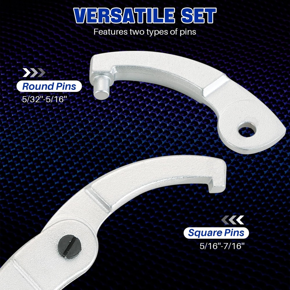 8PCS Adjustable C Pin Spanner Hook Wrench Tool Set, Chrome Vanadium Spanner N...