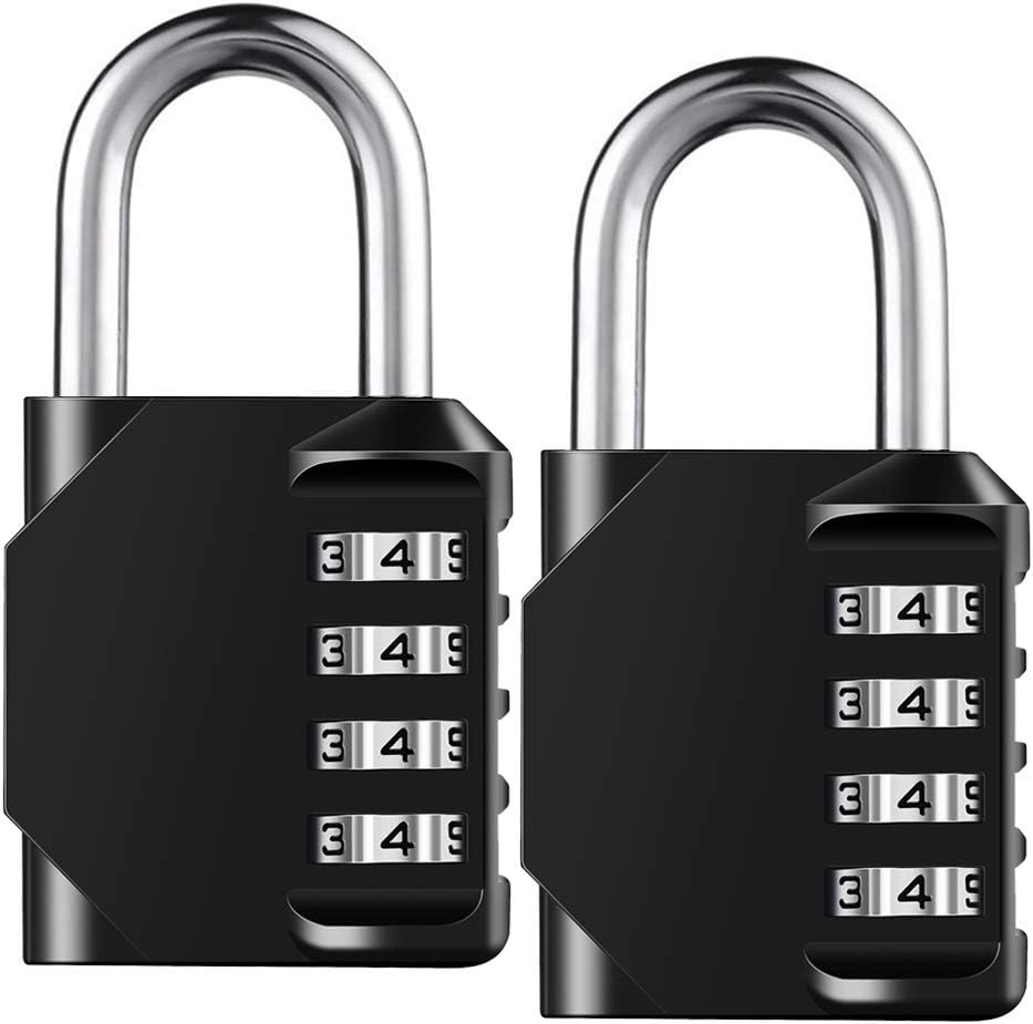 Heavy Duty Resettable 4-Digit Combination Lock for Gym Lockers & More - 2 Pack