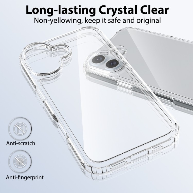 Shockproof Scratchproof Clear Tuff TPU + Acrylic Back Phone Case for iPhone 16