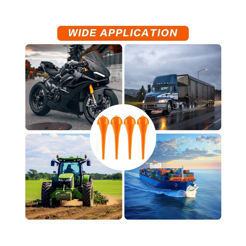 Long Neck Oil Funnel Set, 4Pcs, Multi-Function, for Fuel, Diesel & Engine Oil