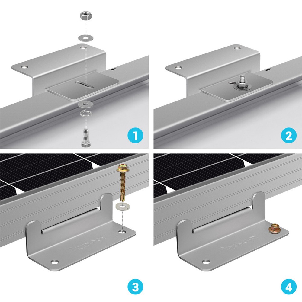 Renogy 2 Sets Solar Panel Mounting Z Brackets for RVs, Trailers, Boats, Yachts