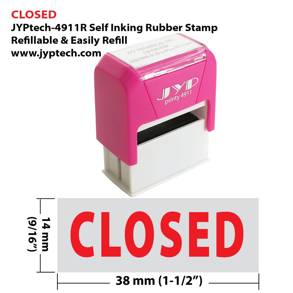Closed -JYP 4911R Self Inking Rubber Stamp (Red Ink)