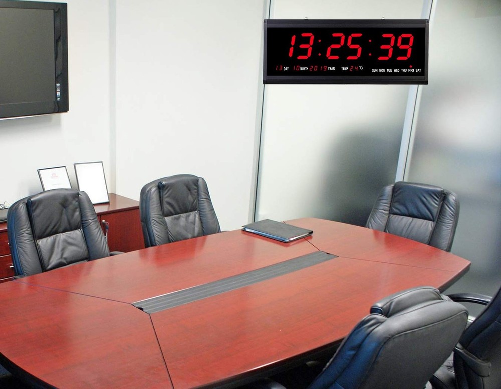 Rsobl 18.9 Inch Oversized LED Digital Wall Clock Large Display with Indoor Te...
