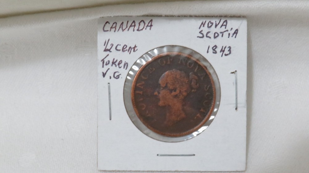 Coin, Canada, 1843, Nova Scotia,  Half Cent Token