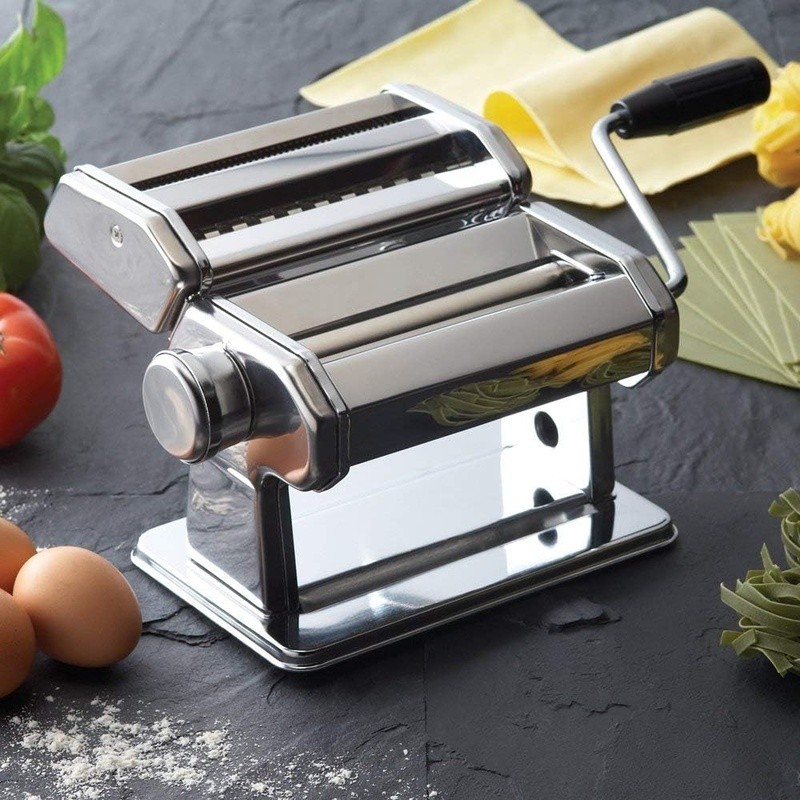 Manual Pasta Maker Machine W/ 7 Thickness Settings & Double Cutter Head New