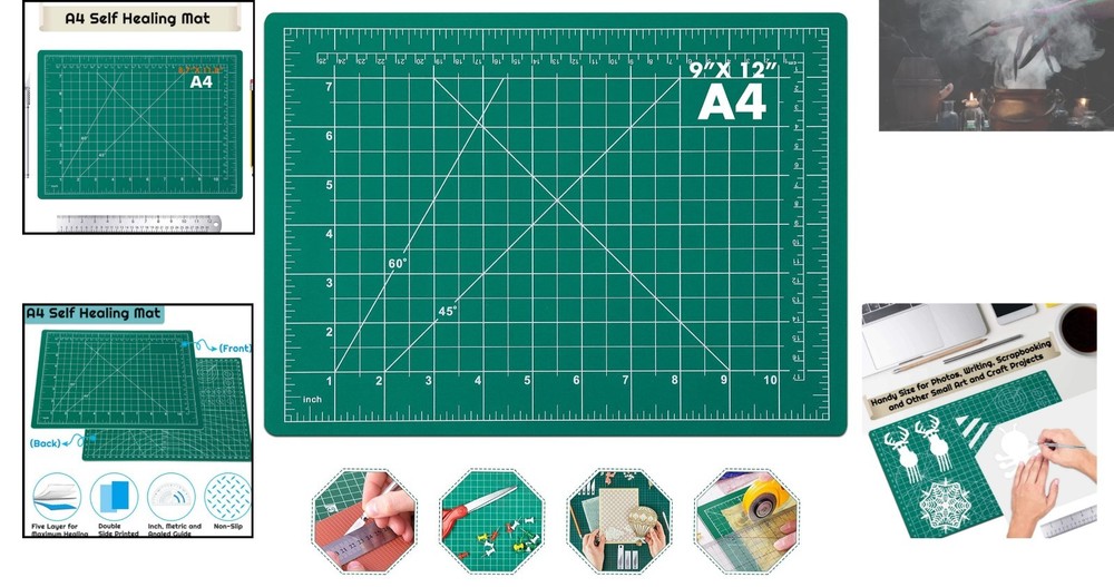 Double-Sided 5-Layer Self-Healing Cutting Mat for Precision Crafting - 9x12 Inch