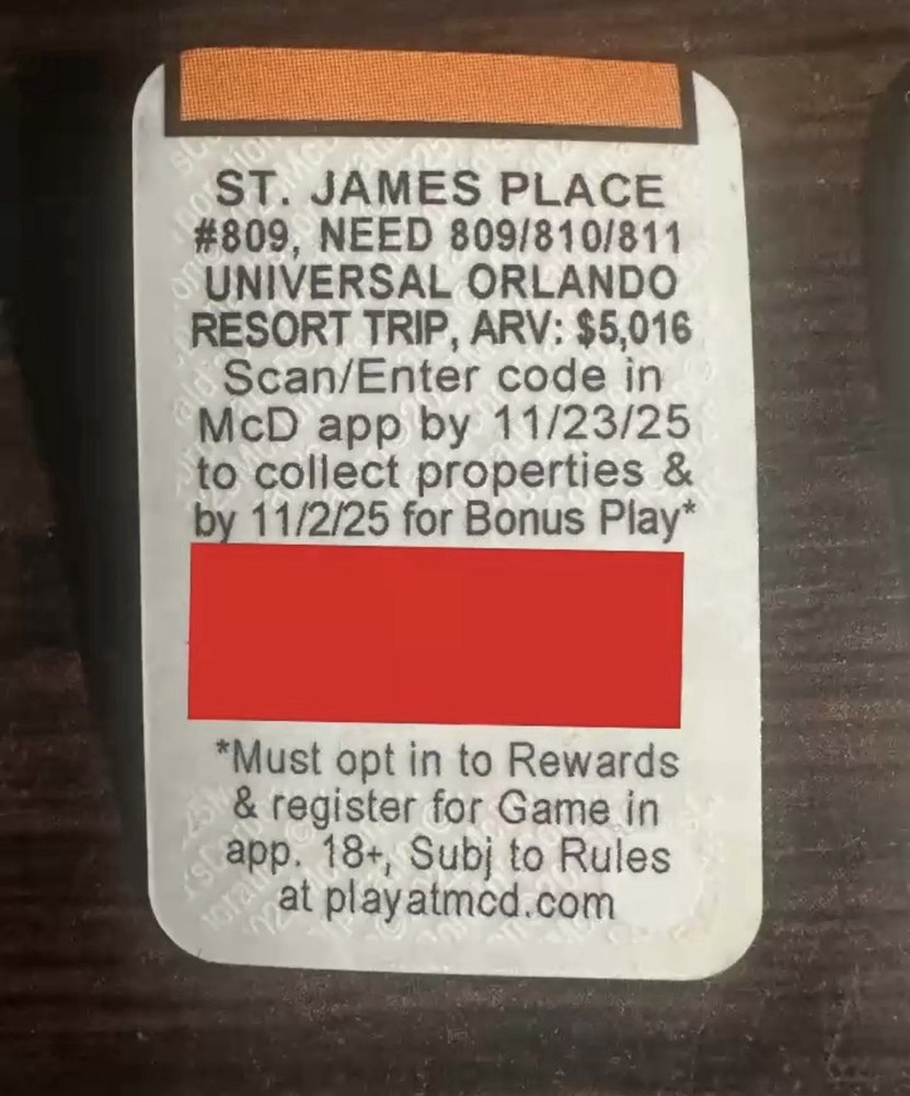 McDonald’s Monopoly Game Stickers