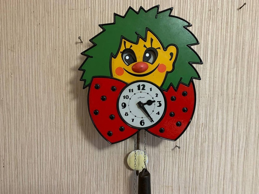 Vintage Clock Soviet Mechanical Clock Working Soviet CLOWN Wall Clock