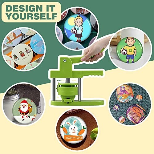 DIY 3" Button Maker Machine Kit - Press, 100pcs Parts, Circle Cutter & Magic Boo