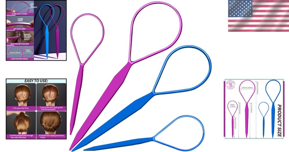 Ponytail Pull Through Tool for All Hair Types Lightweight and Easy to Use