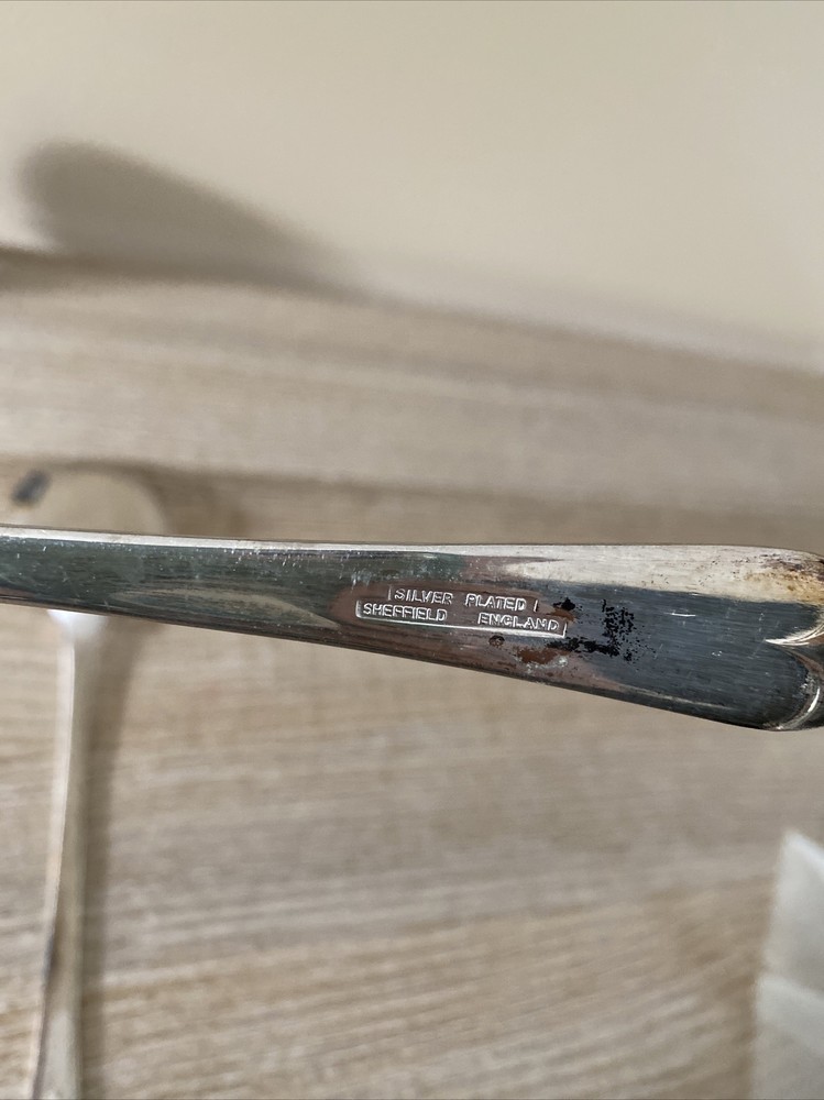 Sheffield England Silver Plated Salad Serving Fork & Spoon Set Vintage