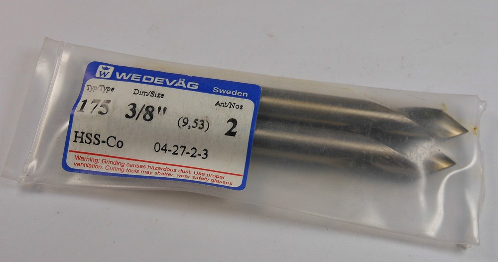 WEDEVAG Cobalt Countersinks 3/8" 2FL 60° Type 175 (2 Pcs)