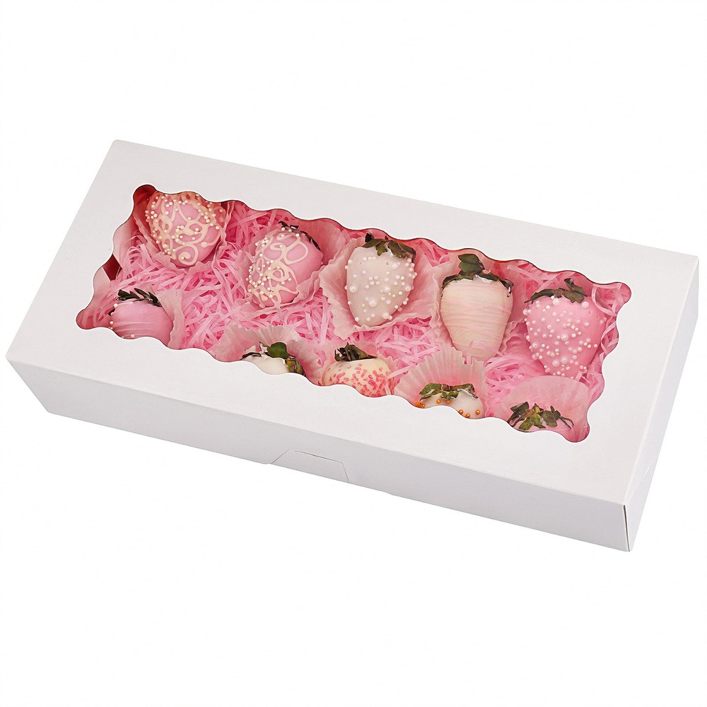 30-Pack Cookie Boxes 12.5" x 5.5" x 2.5", Bakery Boxes with Window, Auto-Popu...